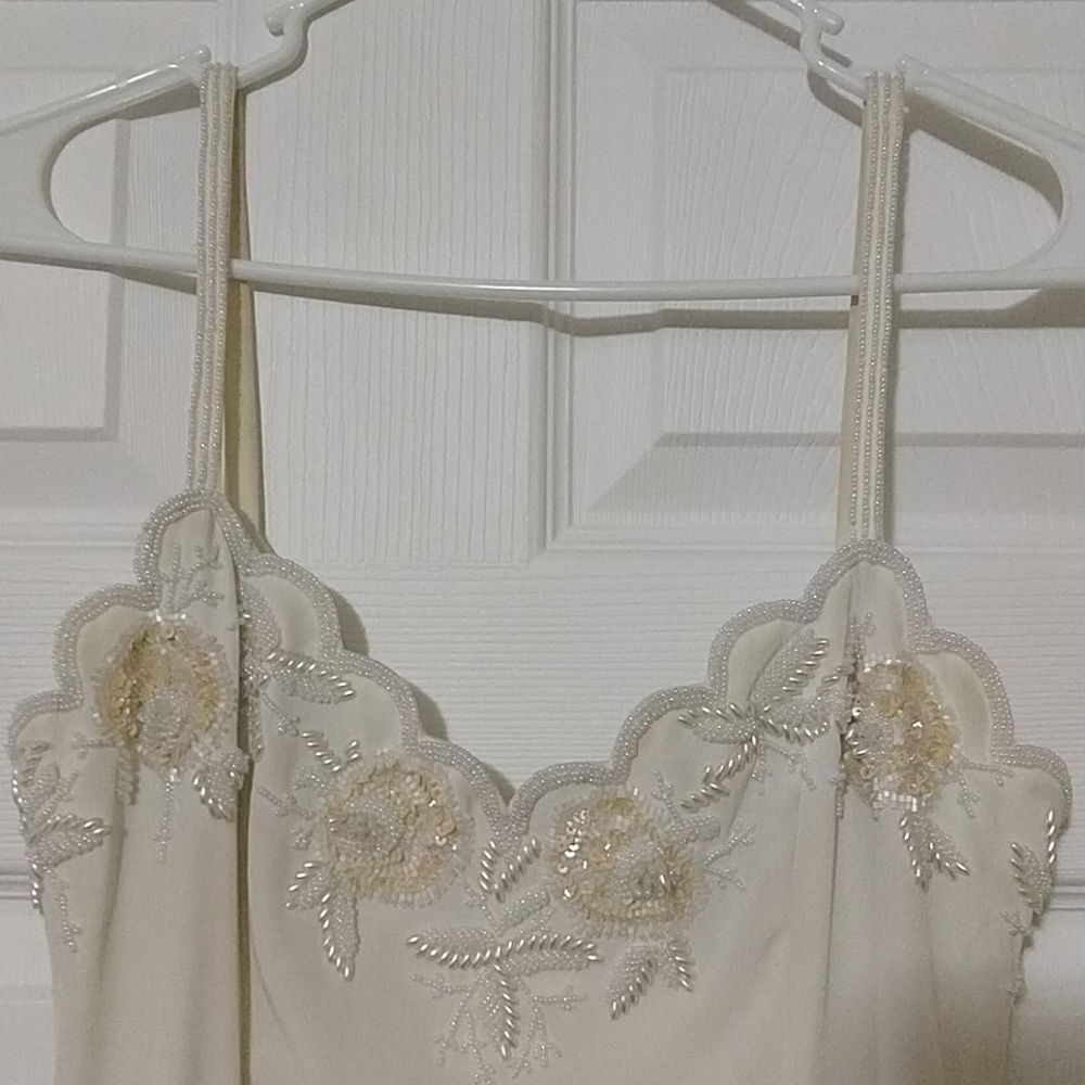 White floral beaded gown